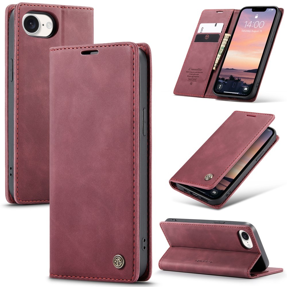 Apple iPhone 16e CaseMe 013 Retro Θήκη Βιβλίο Wine Red