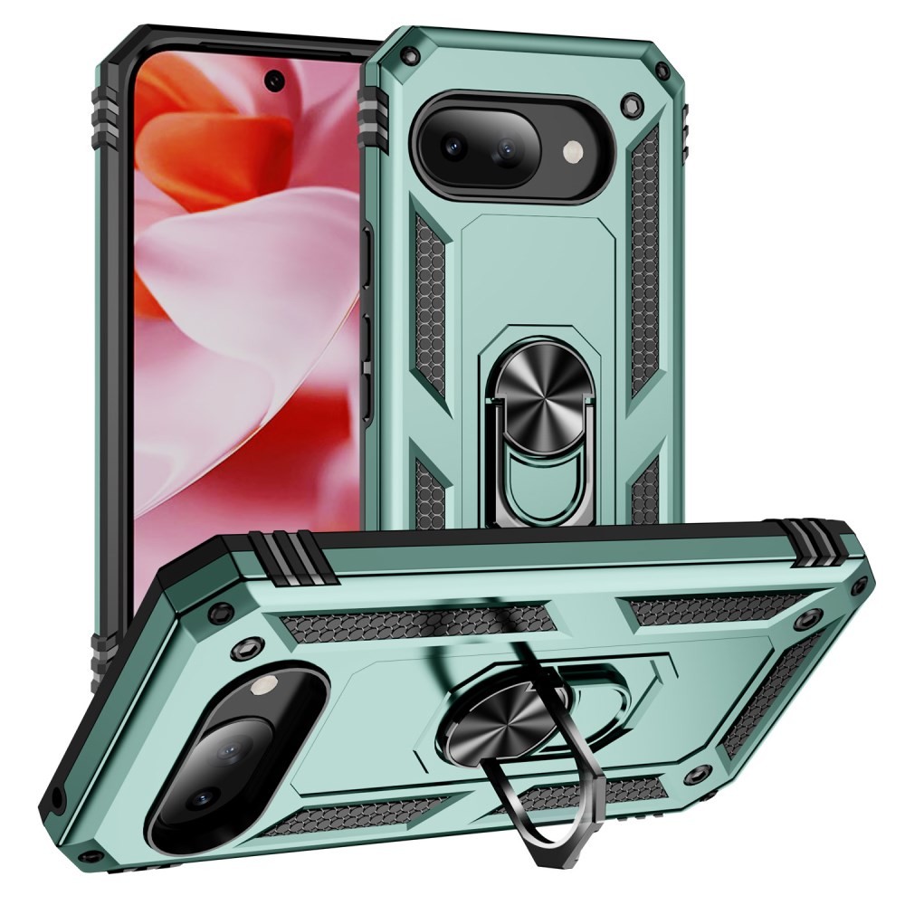 Google Pixel 9a 5G Magnetic Ring Σκληρή Θήκη με Δαχτυλίδι Blackish Green