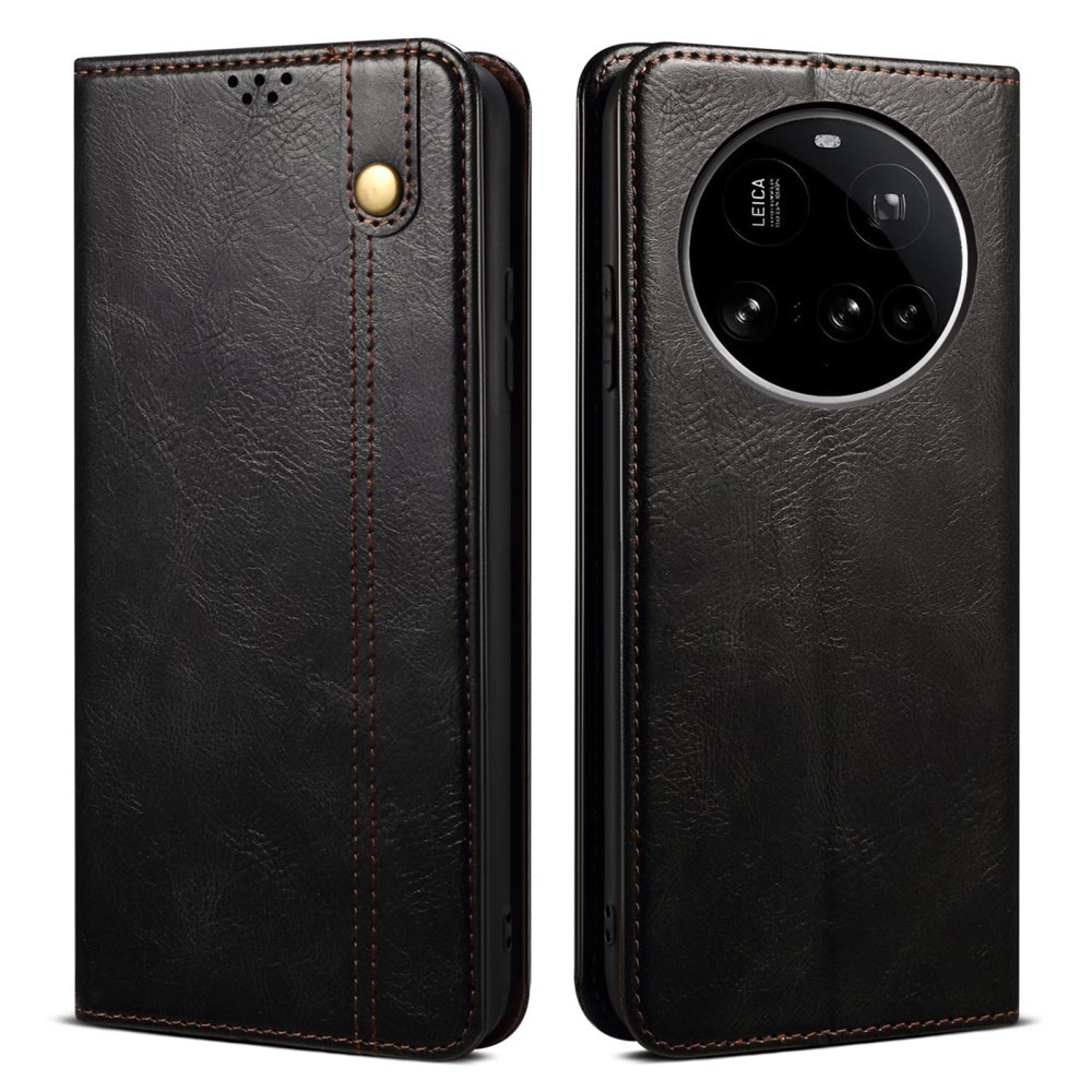Xiaomi 15 Ultra 5G Oil Wax Θήκη Βιβλίο Black