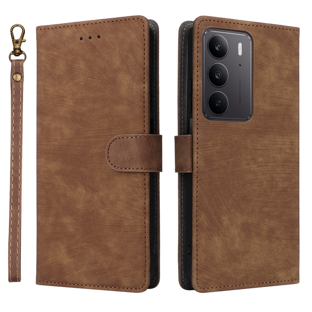 Realme 14X 5G Brush Magnetic Θήκη Πορτοφόλι Brown