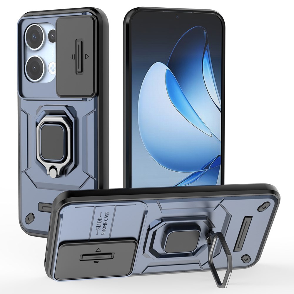 Oppo Reno13 5G Sliding Camshield Σκληρή Θήκη με Δαχτυλίδι Blue
