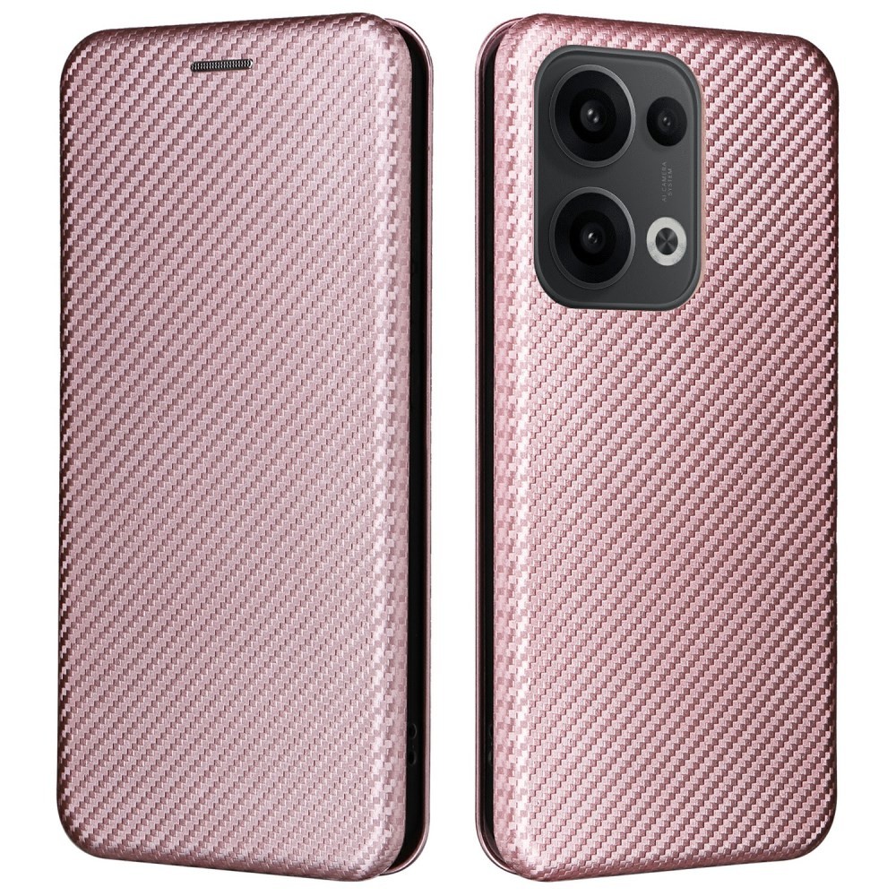 Oppo Reno13 5G Carbon Fiber Θήκη Βιβλίο Rose Gold