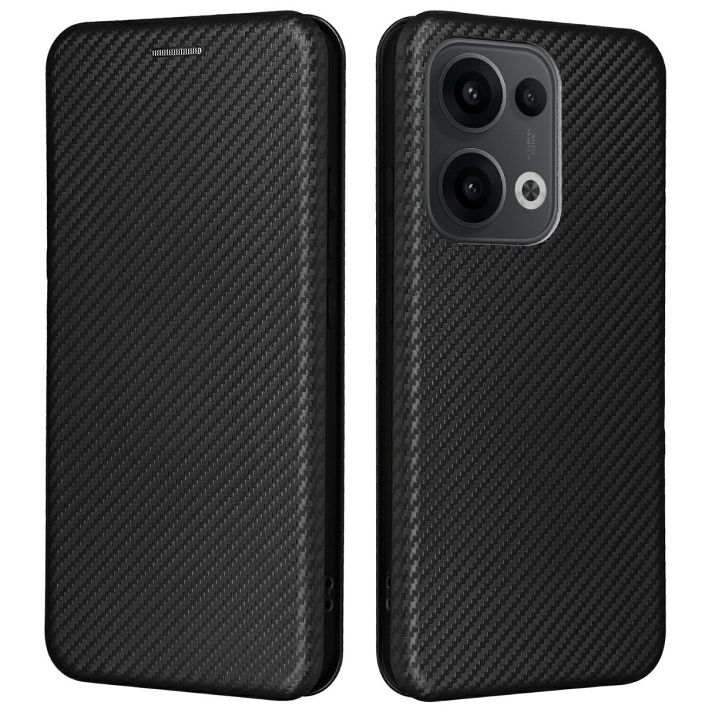 Oppo Reno13 5G Carbon Fiber Θήκη Βιβλίο Black