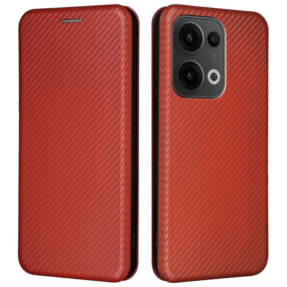 Oppo Reno13 5G Carbon Fiber Θήκη Βιβλίο Brown