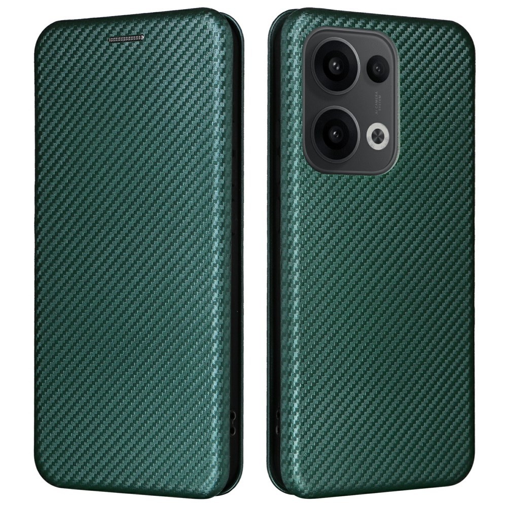 Oppo Reno13 5G Carbon Fiber Θήκη Βιβλίο Green