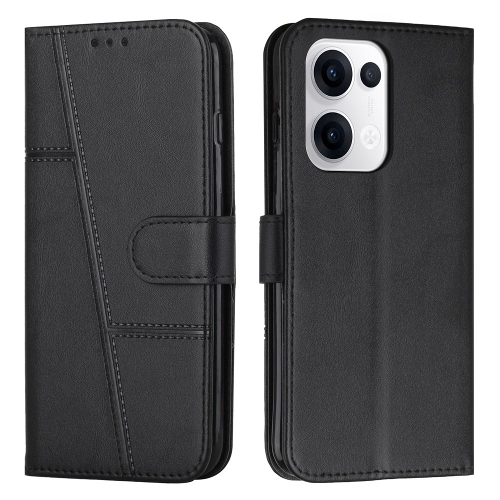 Oppo Reno13 5G Stitching Θήκη Πορτοφόλι Black