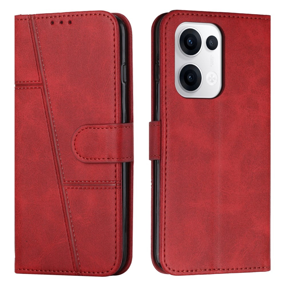 Oppo Reno13 5G Stitching Θήκη Πορτοφόλι Red