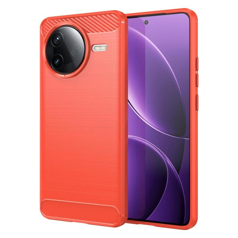 Xiaomi Poco F7 Pro 5G Brushed Carbon Θήκη Σιλικόνης Red