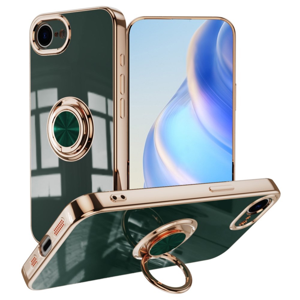 Apple iPhone 16e/17e Gloss Θήκη Σιλικόνης με Δαχτυλίδι Midnight Green