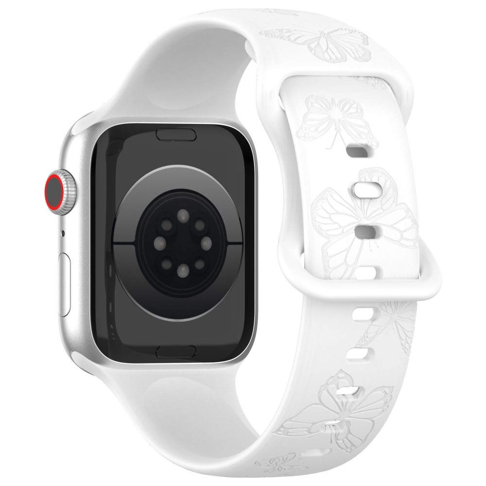 Apple Watch Series 7/8/9/10/SE/Ultra 1/Ultra 2 - 42/44/45/46/49 mm Butterfly Λουράκι Σιλικόνης White