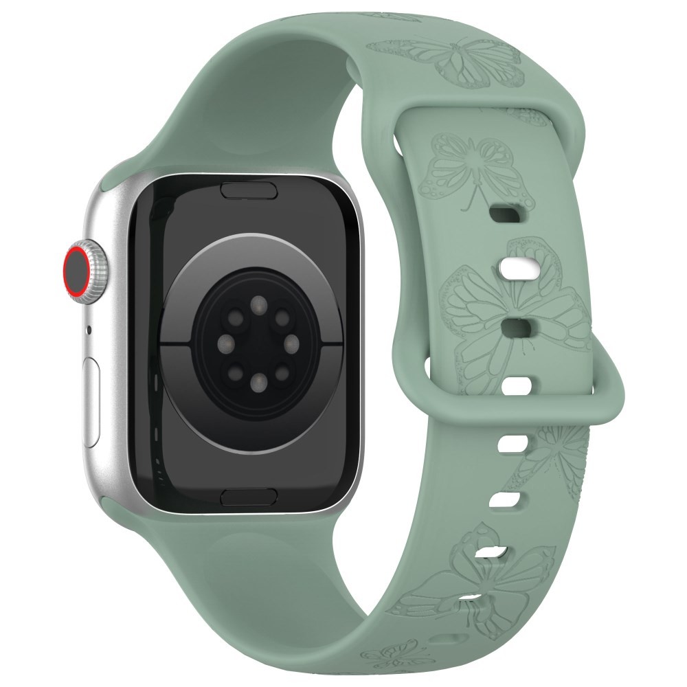 Apple Watch Series 7/8/9/10/SE/Ultra 1/Ultra 2 - 42/44/45/46/49 mm Butterfly Λουράκι Σιλικόνης Olive Green