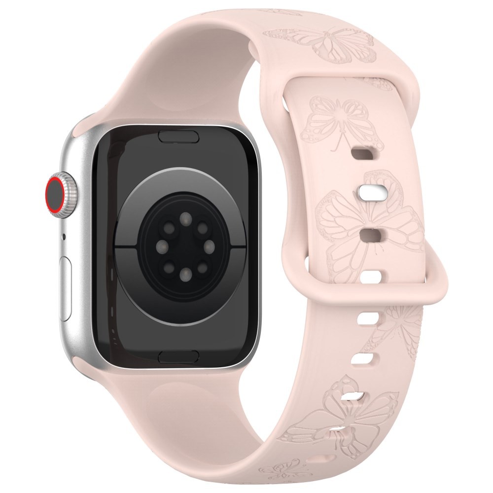 Apple Watch Series 7/8/9/10/SE/Ultra 1/Ultra 2 - 42/44/45/46/49 mm Butterfly Λουράκι Σιλικόνης Light Pink