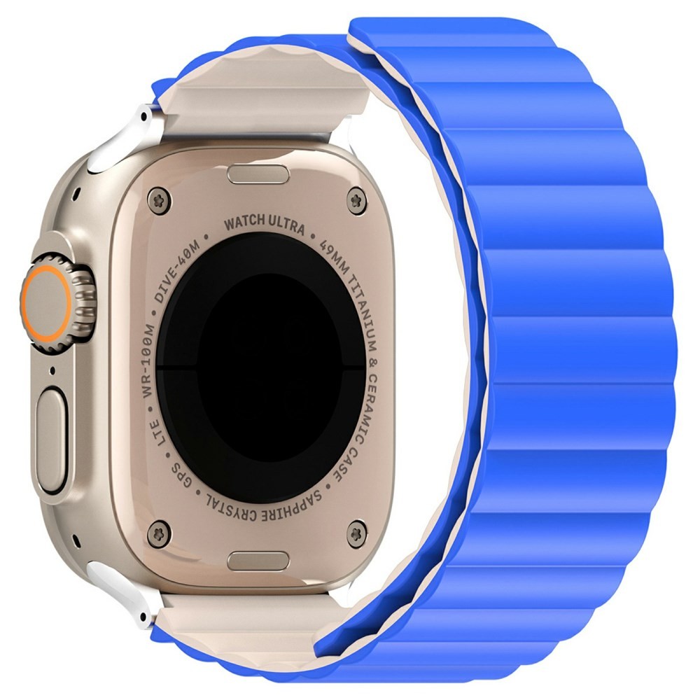 Apple Watch Series 7/8/9/10/SE/Ultra 1/Ultra 2 - 42/44/45/46/49 mm Dux Ducis  Μαγνητικό Λουράκι Σιλικόνης Blue/Beige