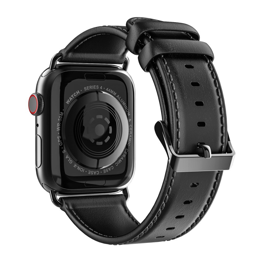Apple Watch Series 7/8/9/10/SE/Ultra 1/Ultra 2 - 42/44/45/46/49 mm DUX DUCIS Δερμάτινο Λουράκι Black