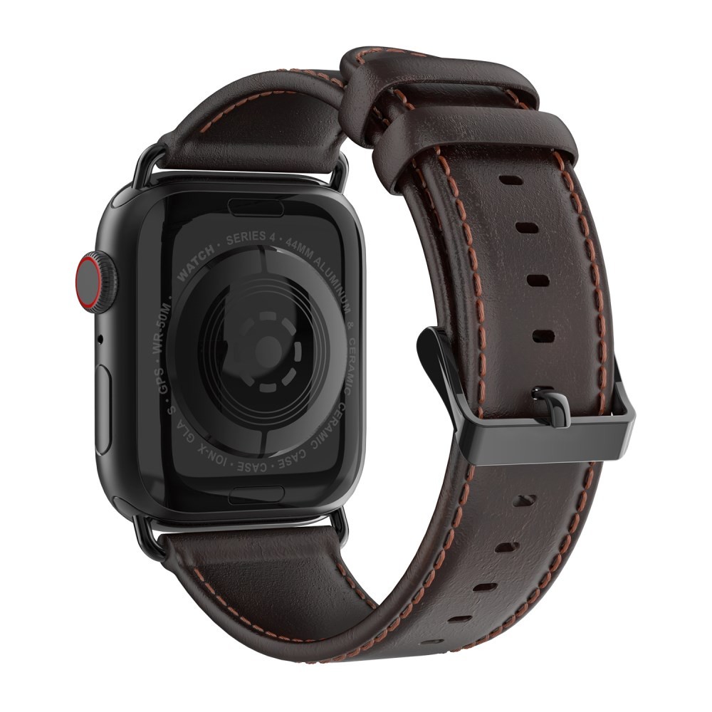 Apple Watch Series 7/8/9/10/SE/Ultra 1/Ultra 2 - 42/44/45/46/49 mm DUX DUCIS Δερμάτινο Λουράκι Coffee