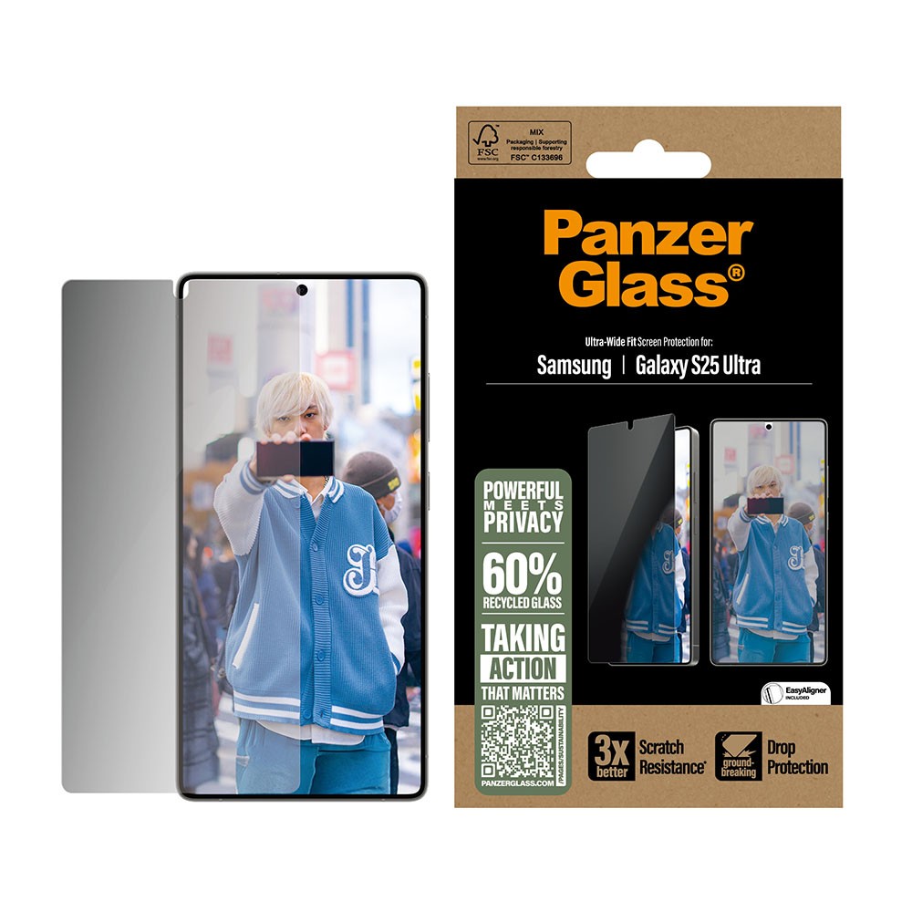 Samsung Galaxy S25 Ultra 5G PanzerGlass Privacy Screen Protector/Ultra-Wide Fit Black