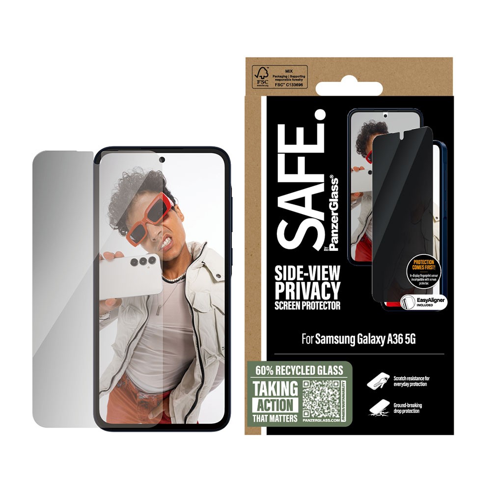 Samsung Galaxy A36 5G SAFE. by PanzerGlass Privacy Screen Protector/Ultra-Wide Fit Black