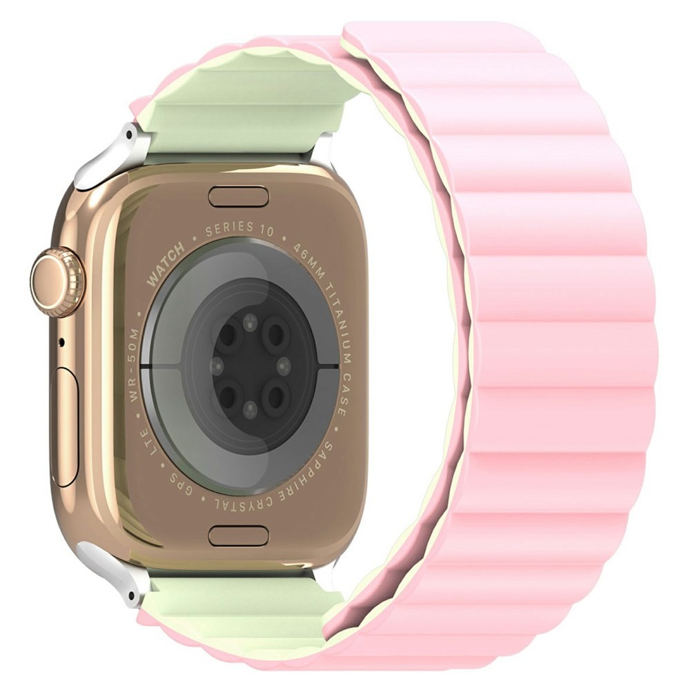 Apple Watch Series 7/8/9/10/SE - 38/40/41/42 mm Dux Ducis  Μαγνητικό Λουράκι Σιλικόνης Light Pink/Light Green