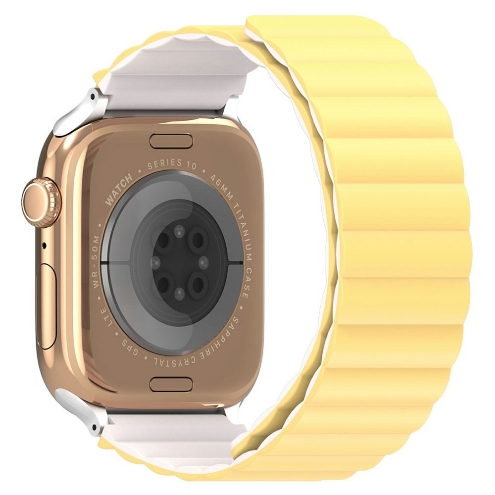 Apple Watch Series 7/8/9/10/SE - 38/40/41/42 mm Dux Ducis  Μαγνητικό Λουράκι Σιλικόνης Light Yellow/Beige