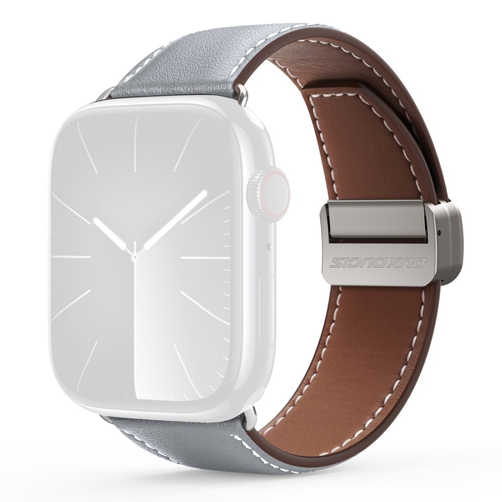 Apple Watch Series 7/8/9/10/SE - 38/40/41/42 mm DUX DUCIS YA Series Δερμάτινο Λουράκι Grey