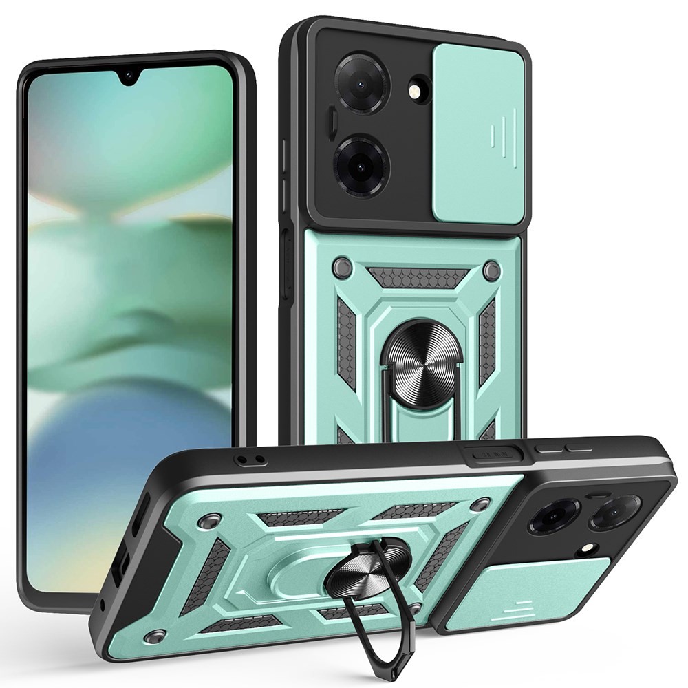 Xiaomi Redmi A5 4G/Poco C71 4G Sliding Camera Σκληρή Θήκη με Δαχτυλίδι Green