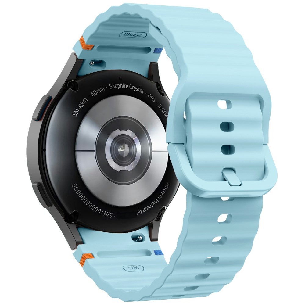 Samsung Galaxy Watch 5/5 Active/5 Pro/6/6 Classic/7/FE - 40/42/43/44/46/47 mm KALEBOL Λουράκι Σιλικόνης με Κυματιστό Σχέδιο Baby Blue