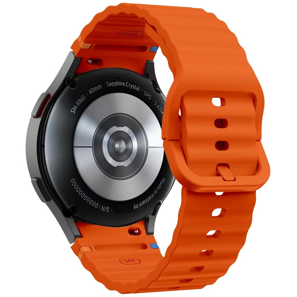 Samsung Galaxy Watch 5/5 Active/5 Pro/6/6 Classic/7/FE - 40/42/43/44/46/47 mm KALEBOL Λουράκι Σιλικόνης με Κυματιστό Σχέδιο Orange