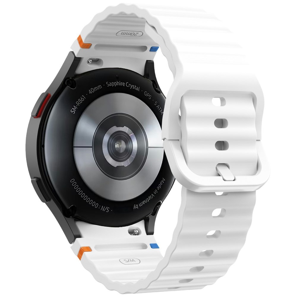 Samsung Galaxy Watch 5/5 Active/5 Pro/6/6 Classic/7/FE - 40/42/43/44/46/47 mm KALEBOL Λουράκι Σιλικόνης με Κυματιστό Σχέδιο White
