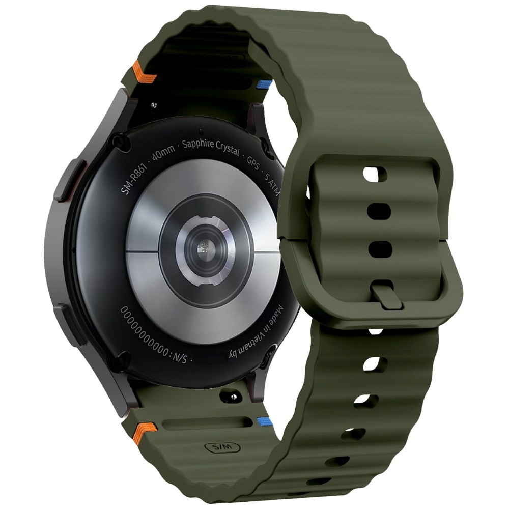 Samsung Galaxy Watch 5/5 Active/5 Pro/6/6 Classic/7/FE - 40/42/43/44/46/47 mm KALEBOL Λουράκι Σιλικόνης με Κυματιστό Σχέδιο Army Green