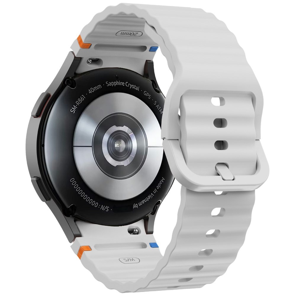 Samsung Galaxy Watch 5/5 Active/5 Pro/6/6 Classic/7/FE - 40/42/43/44/46/47 mm KALEBOL Λουράκι Σιλικόνης με Κυματιστό Σχέδιο Light Grey