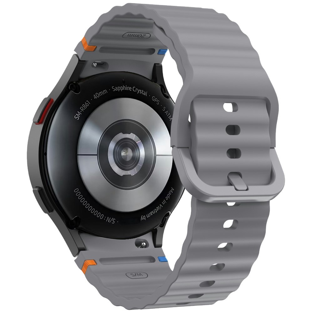Samsung Galaxy Watch 5/5 Active/5 Pro/6/6 Classic/7/FE - 40/42/43/44/46/47 mm KALEBOL Λουράκι Σιλικόνης με Κυματιστό Σχέδιο Grey