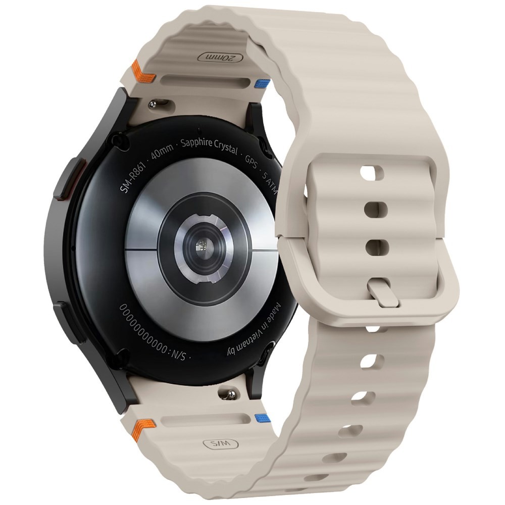 Samsung Galaxy Watch 5/5 Active/5 Pro/6/6 Classic/7/FE - 40/42/43/44/46/47 mm KALEBOL Λουράκι Σιλικόνης με Κυματιστό Σχέδιο Beige