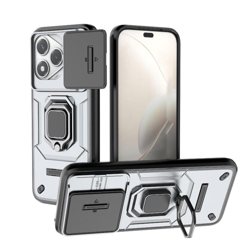 Honor 400 Lite 5G Sliding Camshield Σκληρή Θήκη με Δαχτυλίδι Grey