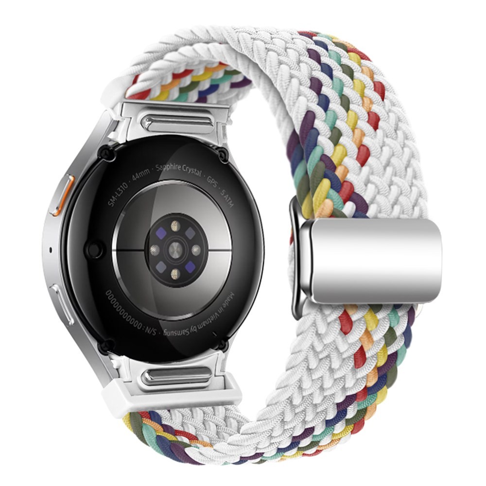 Samsung Galaxy Watch 5/5 Active/5 Pro/6/6 Classic/7/FE - 40 mm KALEBOL Πλεκτό Λουράκι White Rainbow