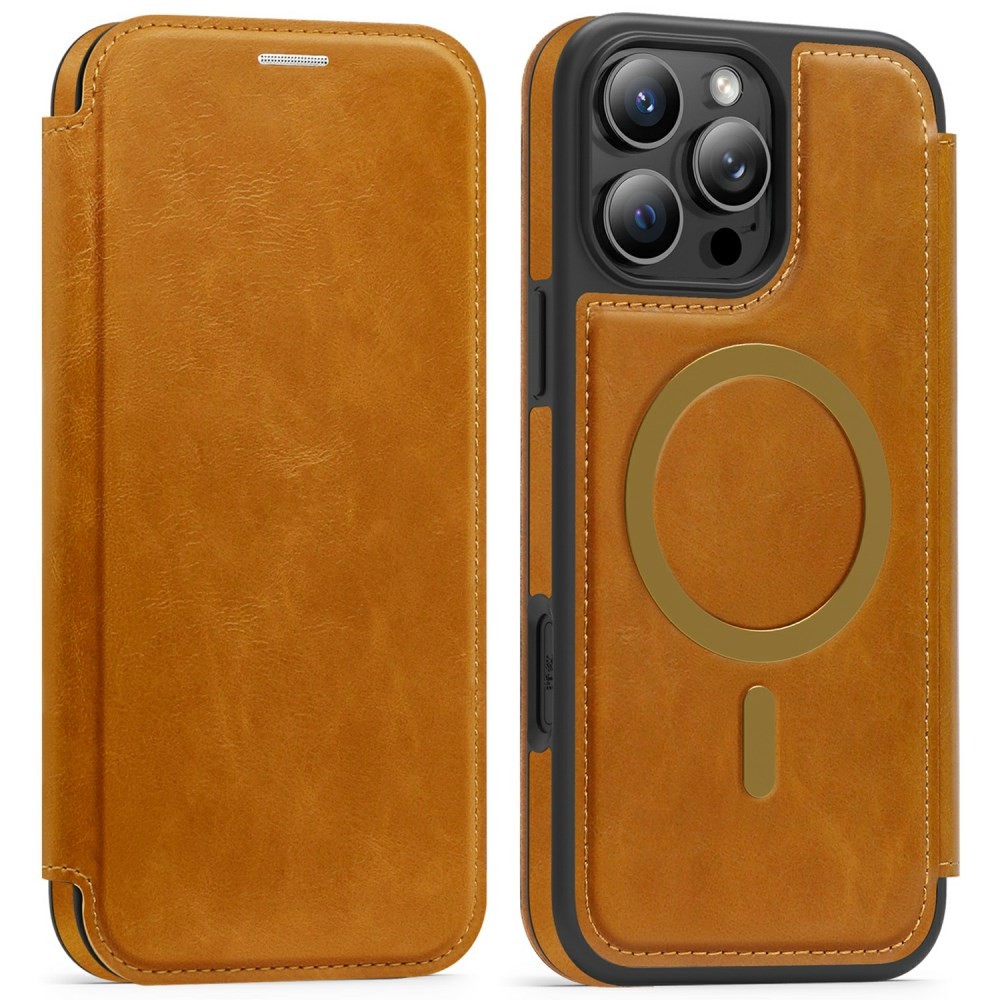 Apple iPhone 16 Pro Max Retro MagSafe Θήκη Βιβλίο Brown