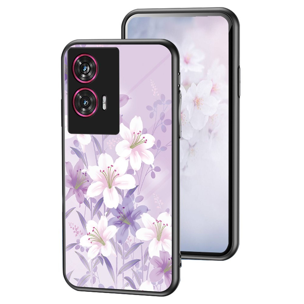 Motorola Edge 50 Fusion 5G Floral Σκληρή Θήκη με Τζάμι Purple Magnolia