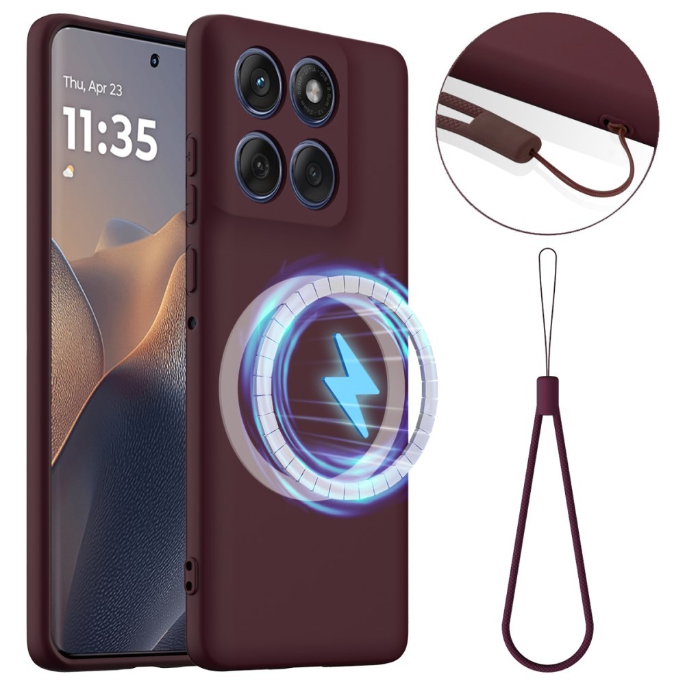Motorola Edge 60 Pro 5G MagSafe Solid Color Θήκη Σιλικόνης Wine Red