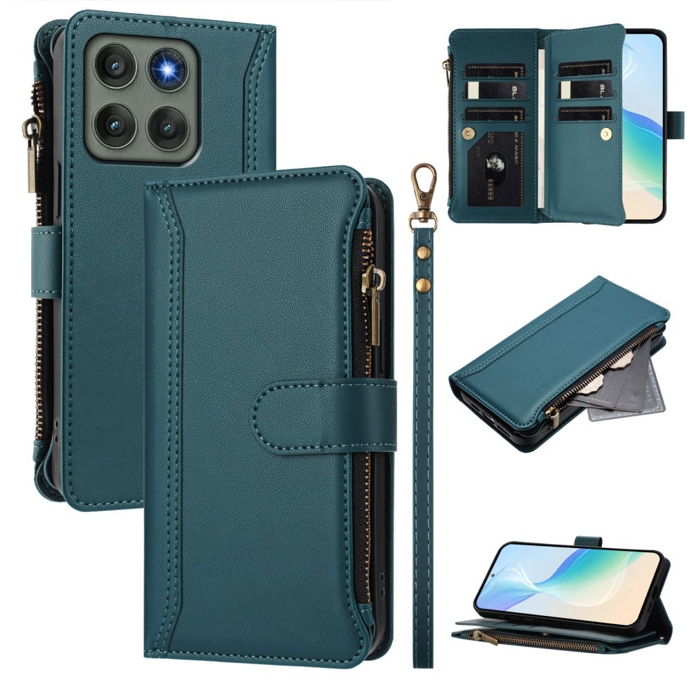 Motorola Edge 60 Pro 5G Zipper Θήκη Πορτοφόλι Dark Green
