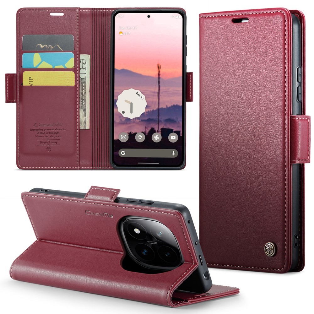 Xiaomi Redmi Note 14 Pro 4G CaseMe 023 Luminus Θήκη Πορτοφόλι Wine Red