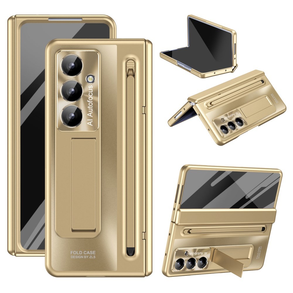 Samsung Galaxy Z Fold7 5G Σκληρή Θήκη με Στήριγμα και Push Πενάκι Gold