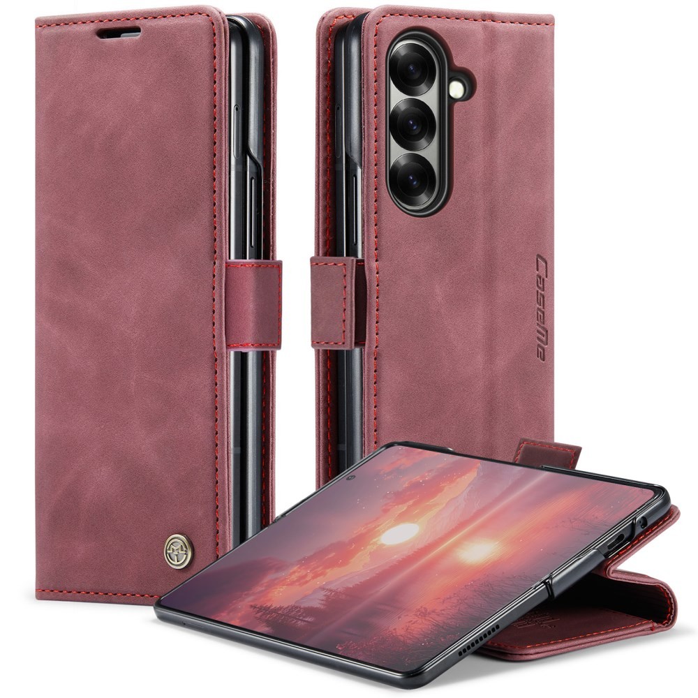 Samsung Galaxy Z Fold7 5G CaseMe 013 Retro Θήκη Πορτοφόλι Wine Red