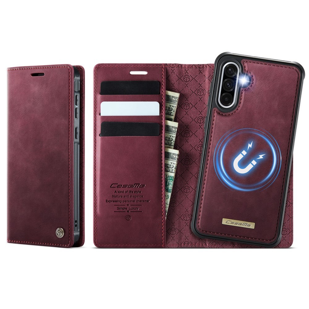Samsung Galaxy A56 5G CaseMe C49 MagSafe Θήκη Βιβλίο με Αποσπώμενη Θήκη Σιλικόνης Wine Red