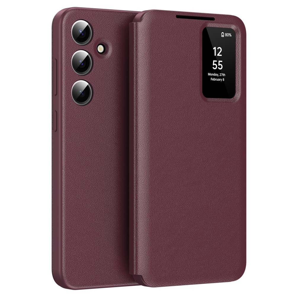 Samsung Galaxy S25 5G Smart Window Θήκη Βιβλίο Wine Red