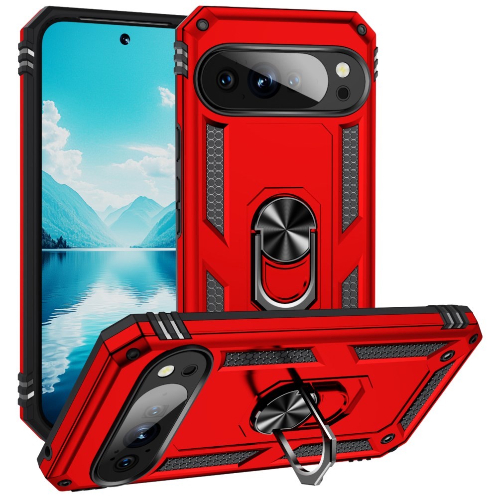 Google Pixel 10 5G/10 Pro 5G Magnetic Ring Σκληρή Θήκη με Δαχτυλίδι Red