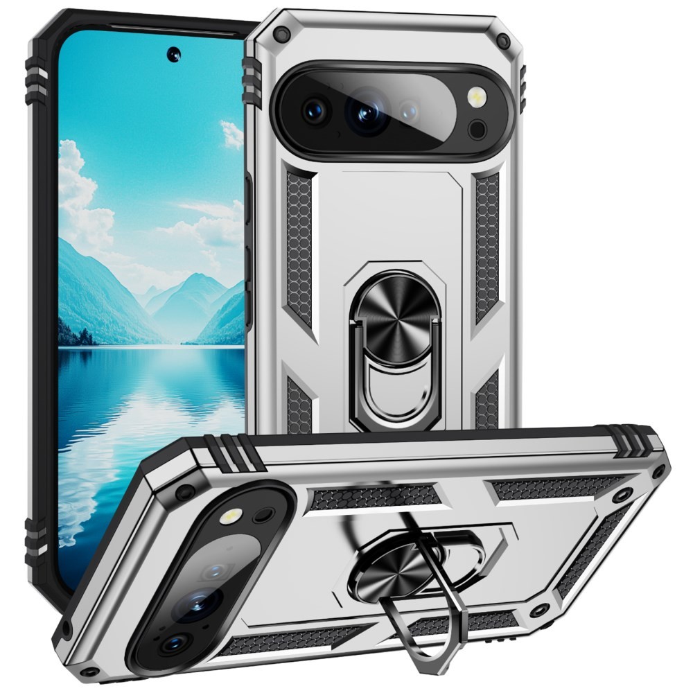 Google Pixel 10 5G/10 Pro 5G Magnetic Ring Σκληρή Θήκη με Δαχτυλίδι Silver