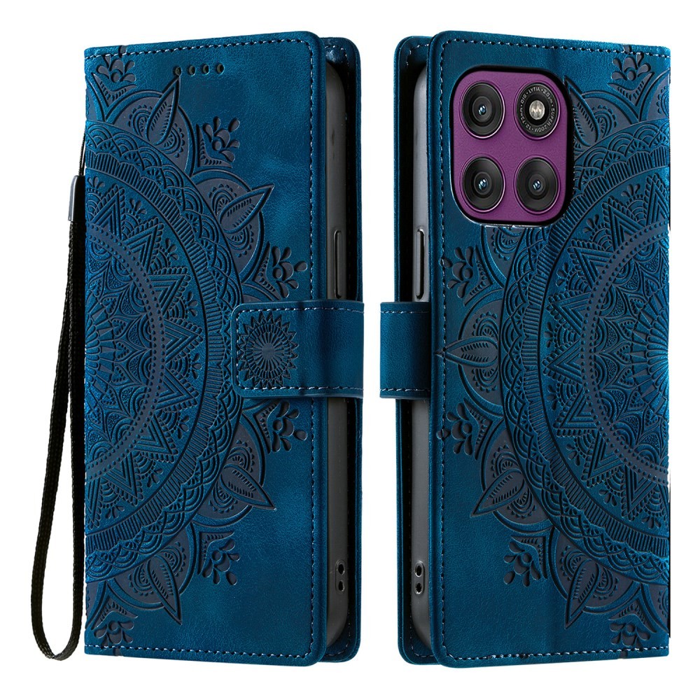 Motorola Moto G86 5G Mandala Flower Θήκη Πορτοφόλι Blue