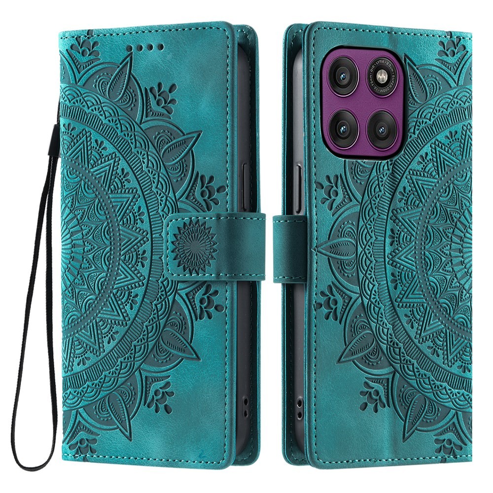 Motorola Moto G86 5G Mandala Flower Θήκη Πορτοφόλι Mint Green