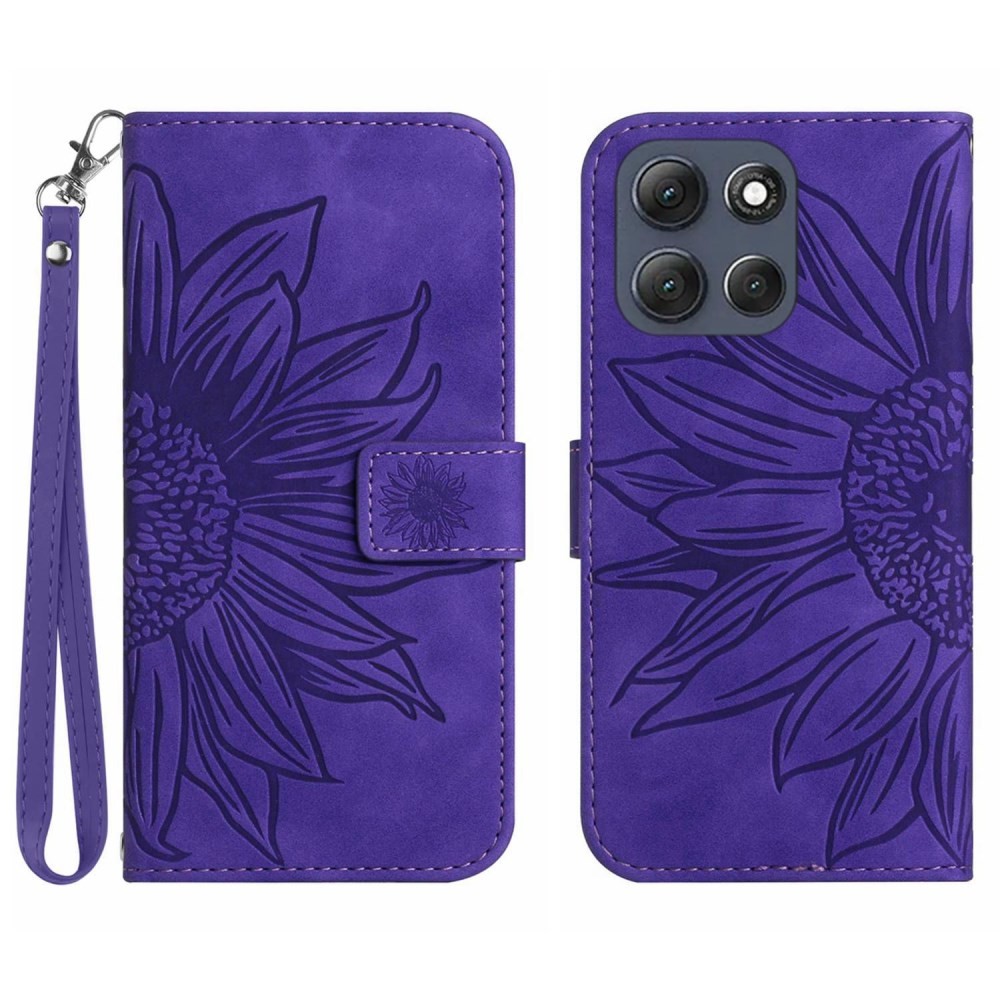 Motorola Moto G86 5G Sun Flower Θήκη Πορτοφόλι Dark Purple