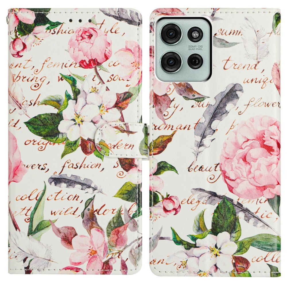 Motorola Moto G86 5G 3D Pattern Θήκη Πορτοφόλι Green Leaves