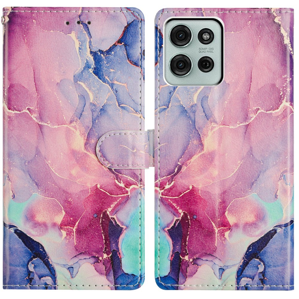 Motorola Moto G86 5G 3D Pattern Θήκη Πορτοφόλι Pink Marble